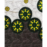 African Print Fabric/ Ankara - Brown, Green, Yellow 'Assan Star', YARD or WHOLESALE
