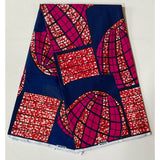 African Print Fabric/ Ankara - Blue, Brown, Pink 'Mintsa Global,’ YARD or WHOLESALE