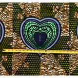 African Print Fabric/ Ankara - Navy, Brown, Green 'Unlock My Heart' Design, YARD or WHOLESALE
