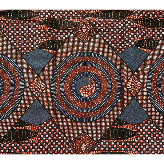 African Print Fabric/ Ankara - Brown, Navy 'Shahir' Design, YARD or WHOLESALE