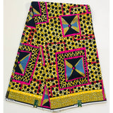 African Print Fabric/ Ankara - Yellow, Pink, Navy, Blue ‘Zahra,' YARD or WHOLESALE