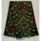 African Print Fabric/Ankara - Brown, Green 'Amaechi’s Necklace', YARD or WHOLESALE