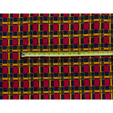 African Print Fabric/ Ankara - Red, Marigold, Navy 'Maimoh Lattice' Design, YARD or WHOLESALE