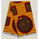 African Fabric/Ankara - Marigold, Red ‘Snail & Bible’ Design, YARD or WHOLESALE
