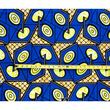 African Print Fabric/ Ankara - Blue, Yellow, Orange 'Connections' Design, YARD or WHOLESALE