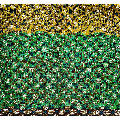 African Print Fabric/Sequined - Ankara: Green, Brown, Gold ‘Queen Saffa', Yard or Wholesale