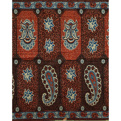 African Print Fabric/ Ankara - Brown, Blue ‘Paisley Portrait' Design, YARD or WHOLESALE