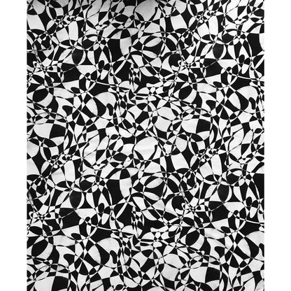 African Print, Elastic Knit Fabric - Black, White "Shattering the Glass Ceiling" Per Yard