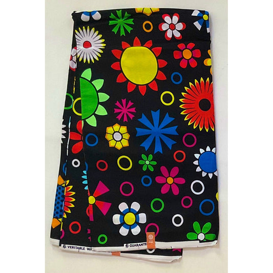 African Print Fabric/ Ankara - Multicolored 'Flower Power,’ YARD or WHOLESALE
