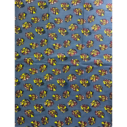 African Print Fabric/ Ankara - Navy, Brown, Yellow 'Keme Trance' Design, YARD or WHOLESALE