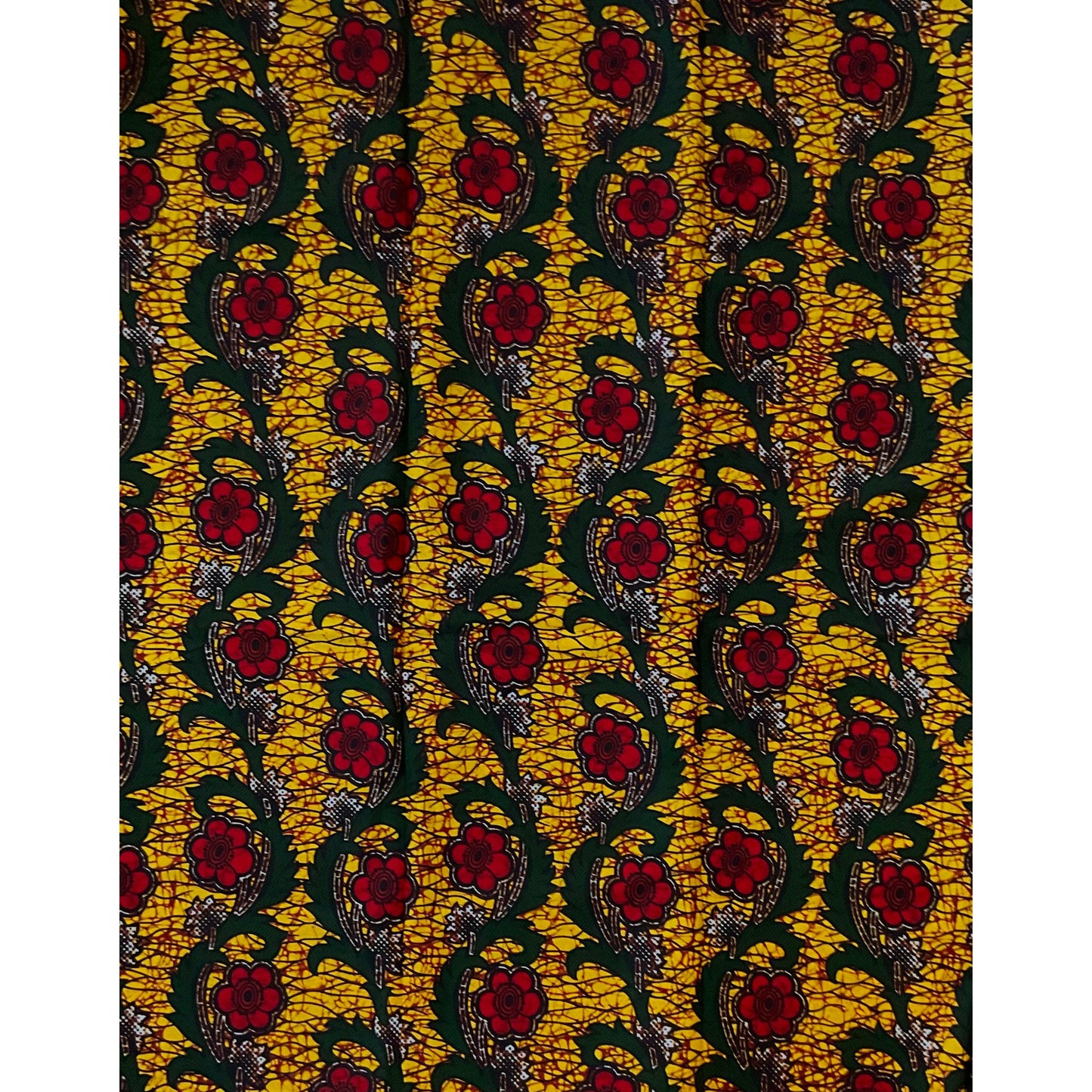 African Print Fabric/ Ankara - Yellow, Red, Green 'Hawa' YARD or WHOLESALE