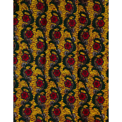 African Print Fabric/ Ankara - Yellow, Red, Green 'Hawa' YARD or WHOLESALE