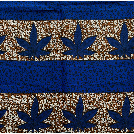 African Print Fabric/ Ankara - Blue, Brown 'Jamdown W' Design, YARD or WHOLESALE