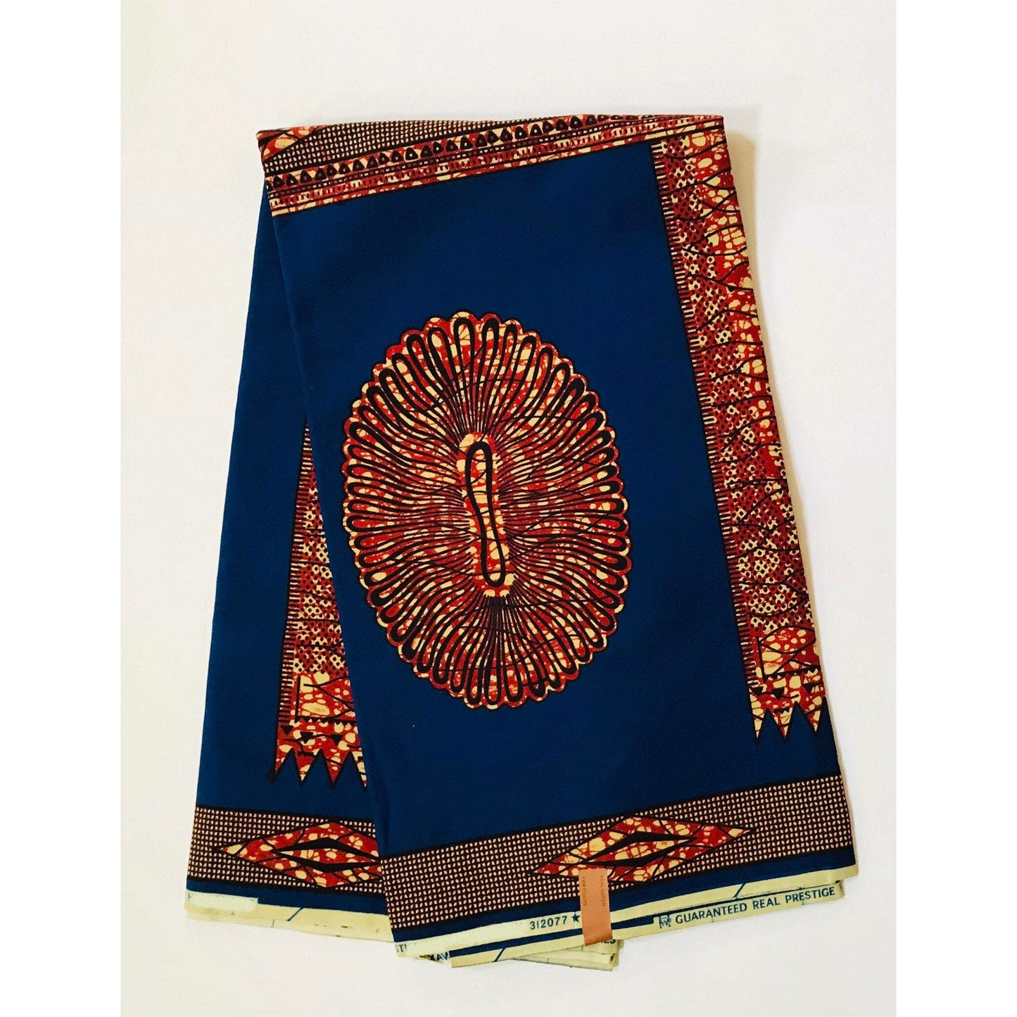 African Print Fabric/ Ankara - Brown, Blue 'Nandi', YARD or WHOLESALE