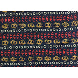 African Print, Stretch Cotton Satin Fabric- Navy, Orange, Marigold, Beige “Abimbola”, Per Yard