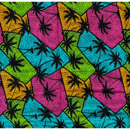 African Print Fabric/ Ankara - Pink, Green, Blue "Views from La Digue," YARD or WHOLESALE