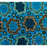African Print Fabric/ Ankara - Blue, Green, Black 'Ébrié' Design, YARD or WHOLESALE