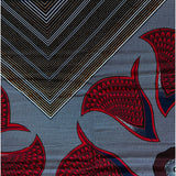African Fabric/ Ankara - Navy, Red, Brown 'Omossola Blossom,' Design, YARD or WHOLESALE
