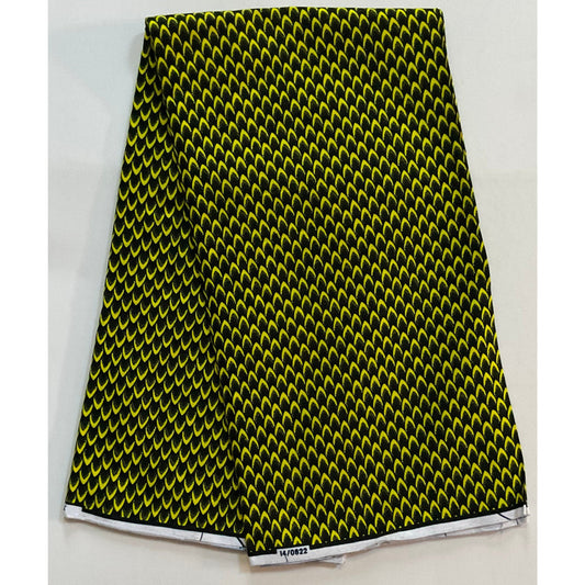African Print Fabric/ Ankara - Yellow, Black "Azubuike", YARD or WHOLESALE