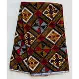 African Print Fabric/ Ankara - Red, Marigold 'Crackled Kingdom of Benin' Design, YARD or WHOLESALE
