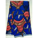 African Print Fabric/ Ankara - Blue, Red, Brown 'Berebere' Design, YARD or WHOLESALE