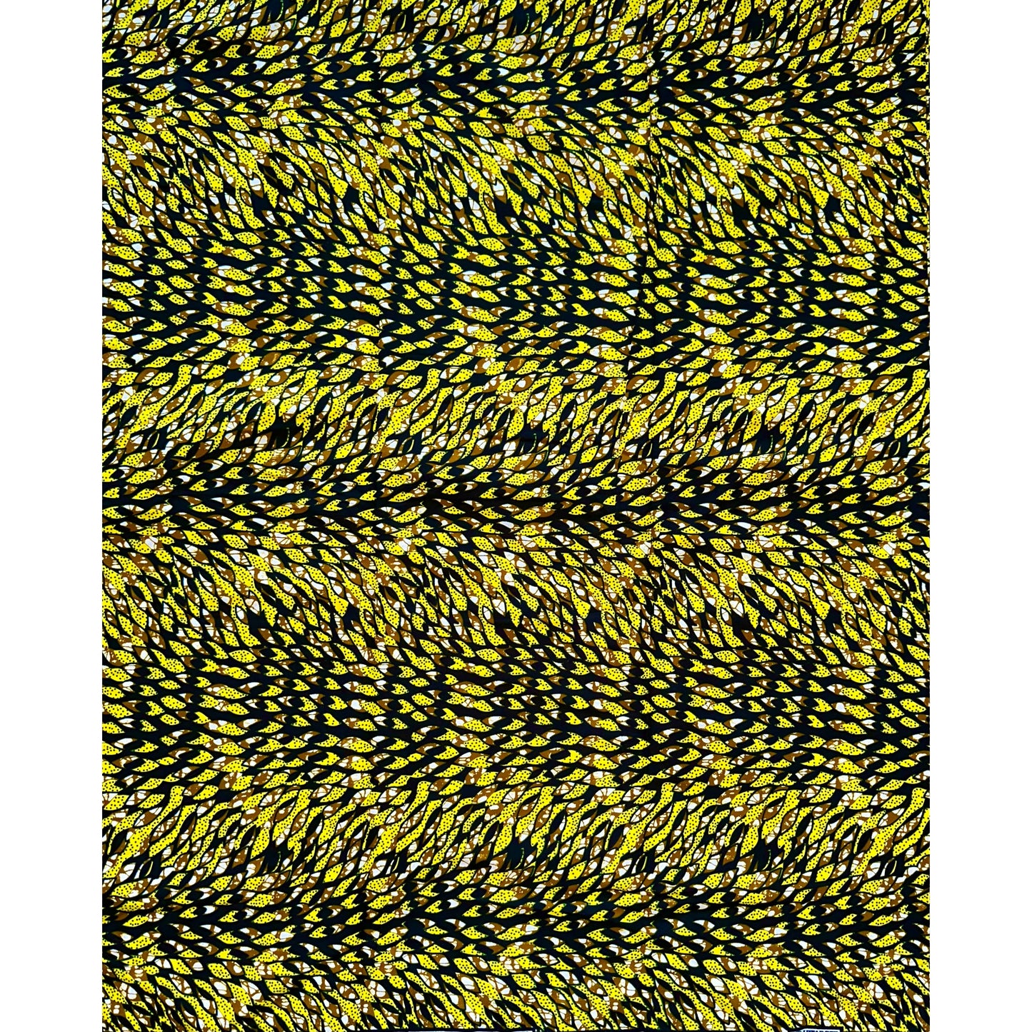 African Print Fabric/ Ankara - Yellow, Brown, Black 'Dada Illusion' Design, YARD or WHOLESALE