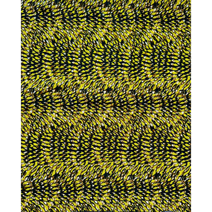 African Print Fabric/ Ankara - Yellow, Brown, Black 'Dada Illusion' Design, YARD or WHOLESALE