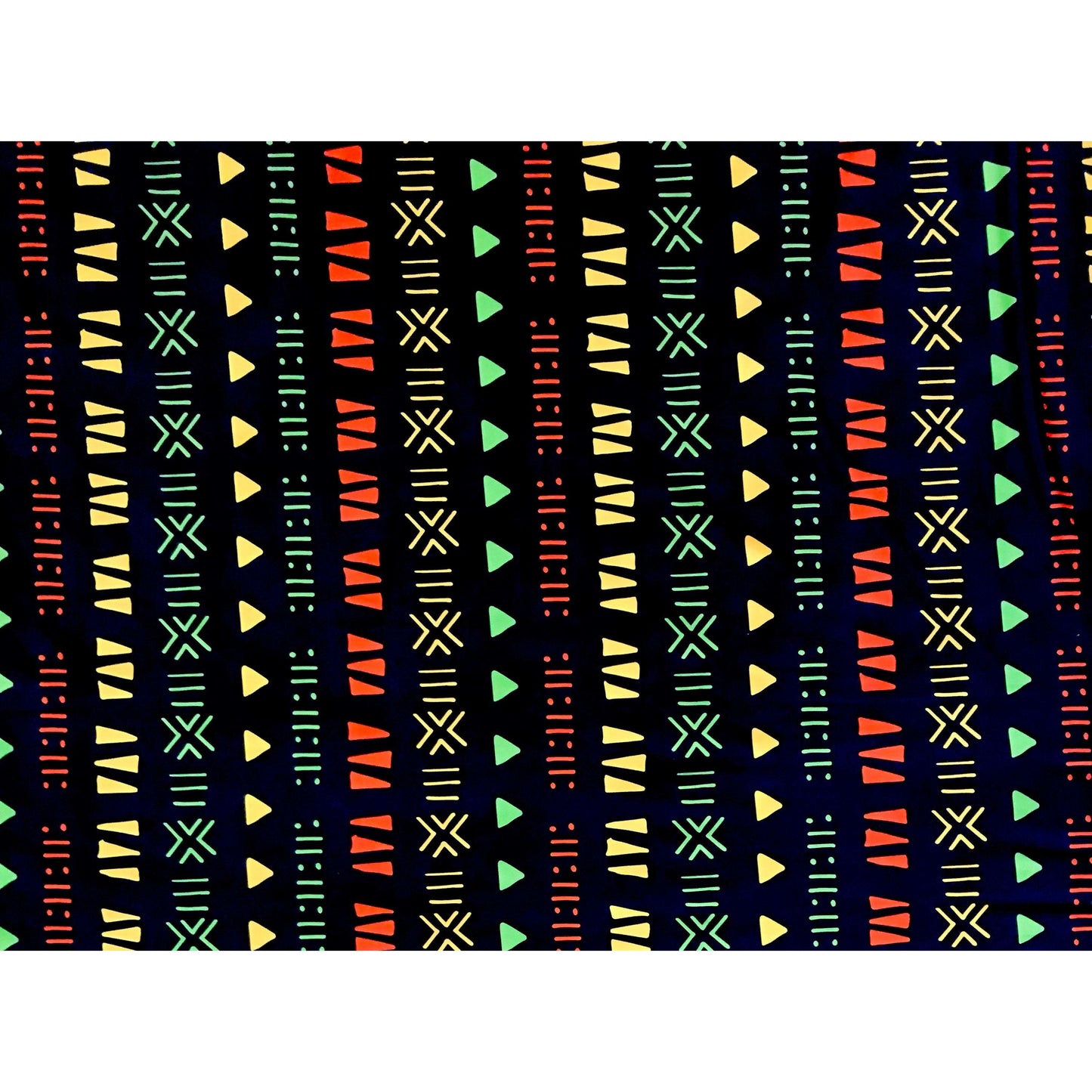 African Print, Stretch Cotton Satin Fabric - Dark Brown, Orange, Yellow, Green "Kachi", Per Yard