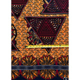 African Print Fabric/ Ankara - Orange, Red, Navy 'Sandwidi Triad' Design, YARD or WHOLESALE