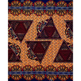 African Print Fabric/ Ankara - Orange, Red, Navy 'Sandwidi Triad' Design, YARD or WHOLESALE