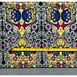African Print Fabric/Ankara - Beige, Blue, Black, Purple 'Amboseli Arrangement’ Design, YARD or WHOLESALE
