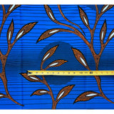 African Print Fabric/ Ankara - Blue & Orange 'Vintage Moon' Design, YARD or WHOLESALE