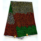 African Print Fabric/ Ankara - Orange, Green, Brown 'Bahililica' Design, YARD or WHOLESALE
