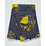 African Print Fabric/ Ankara - Navy, Brown, Yellow 'Encircled Akupe' Design, YARD or WHOLESALE