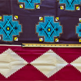 African Print Fabric/ Ankara - Brown, Beige, Teal, Dark Red 'Animashun', YARD or WHOLESALE
