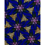 African Print Fabric/ Ankara - Blue, Brown, Purple 'Micere Meadows' Design, YARD or WHOLESALE