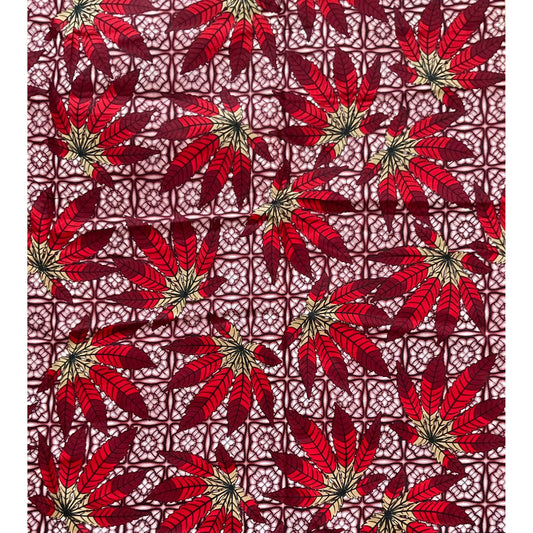African Print Fabric/ Ankara - Red, Brown 'Puff Peace' Design, YARD or WHOLESALE