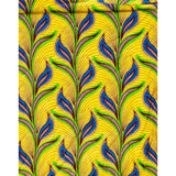 African Print, Stretch Elastic Fabric- Yellow, Green, Blue "Petiole", Per Yard