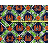 African Print Fabric/ Ankara - Green, Blue, Orange “Azoumi Motifs” YARD or WHOLESALE