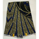 African Print Fabric/ Ankara - Brown, Blue 'Dadié', YARD or WHOLESALE