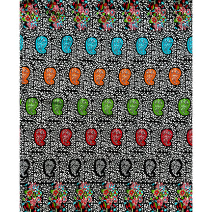 African Print Fabric/ Ankara - Red, Orange, Black, Green "Chalama", YARD or WHOLESALE