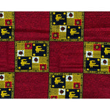 African Print Fabric/Ankara - Red, Yellow, Navy 'Riddle of Wa' Design, YARD or WHOLESALE