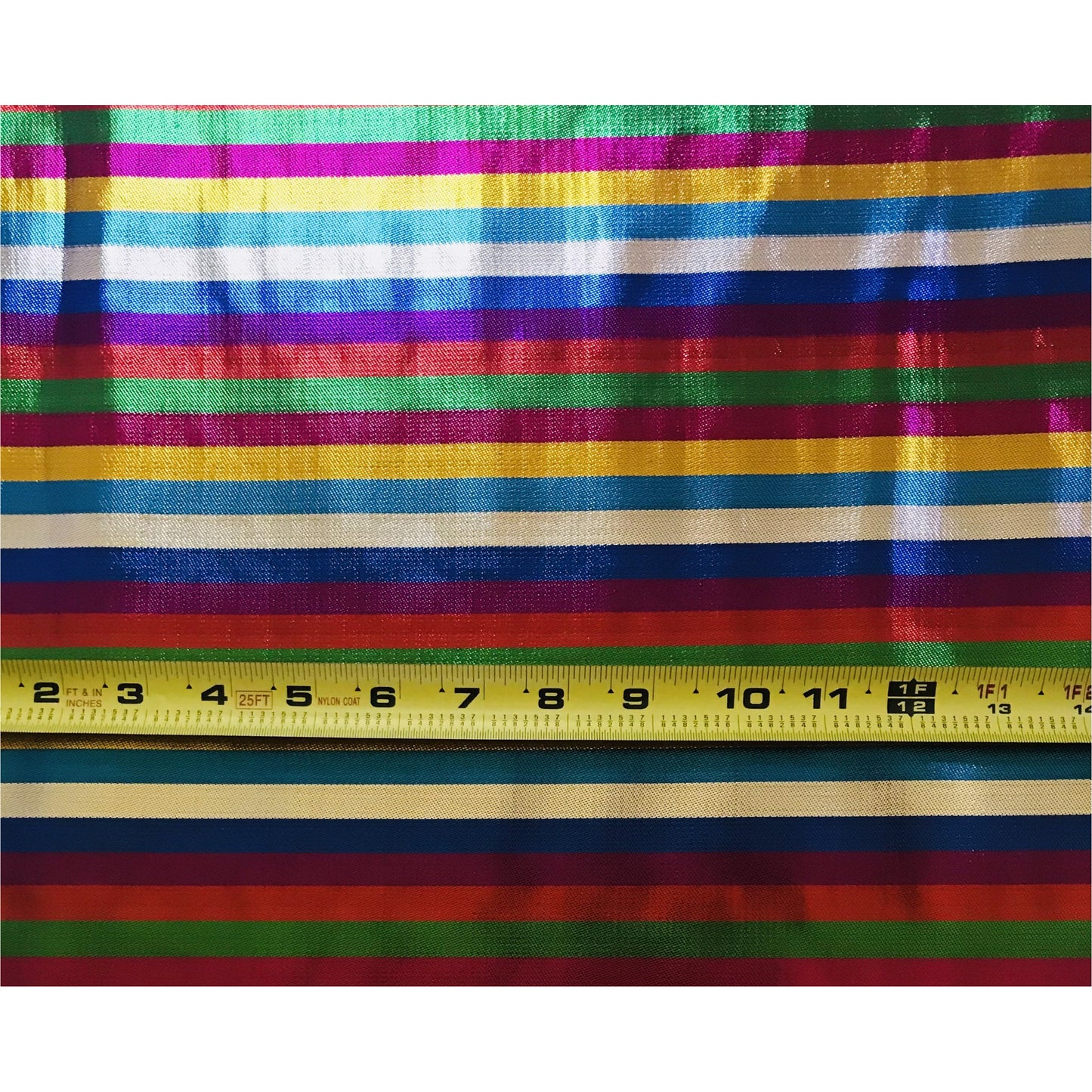 African Damask/ Metallic Jacquard/ Headtie, Gele Fabric - Silver, Red, Blue, Green, Purple ‘Rainbow Mini’, ~2 yards