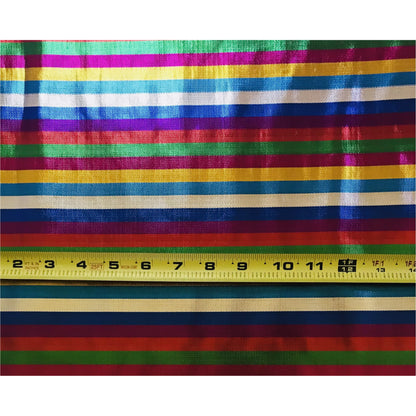 African Damask/ Metallic Jacquard/ Headtie, Gele Fabric - Silver, Red, Blue, Green, Purple ‘Rainbow Mini’, ~2 yards