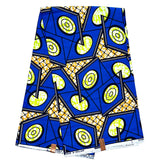 African Print Fabric/ Ankara - Blue, Yellow, Orange 'Connections' Design, YARD or WHOLESALE