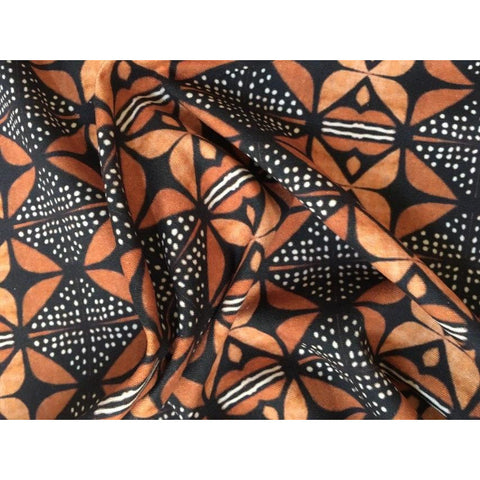 African Print, Denim/Upholstery/ Heavyweight Cotton Fabric- Brown, Black, White "Bogolanfini," Per Yard