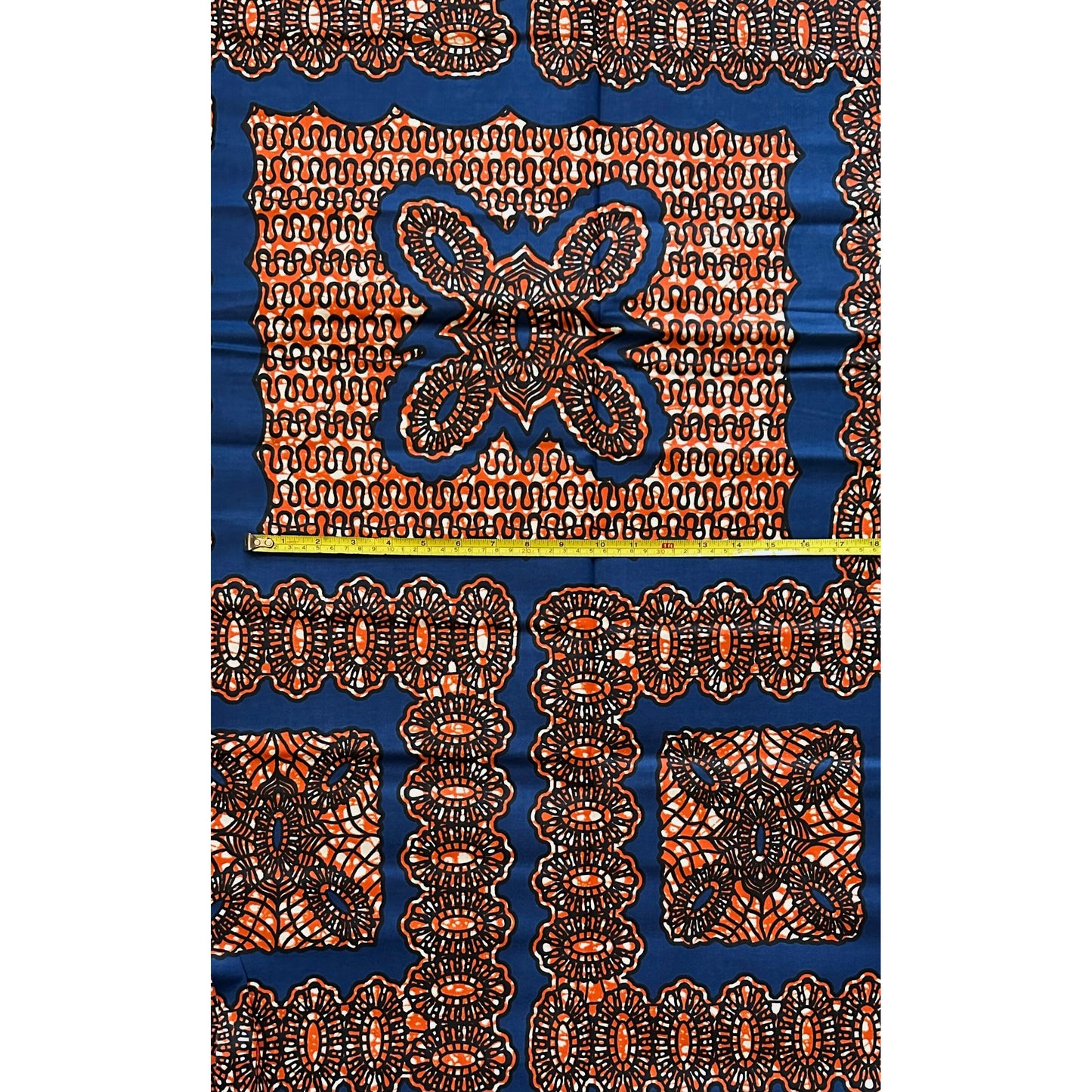 African Print Fabric/ Ankara - Blue, Brown 'Deen & King' Design, YARD or WHOLESALE