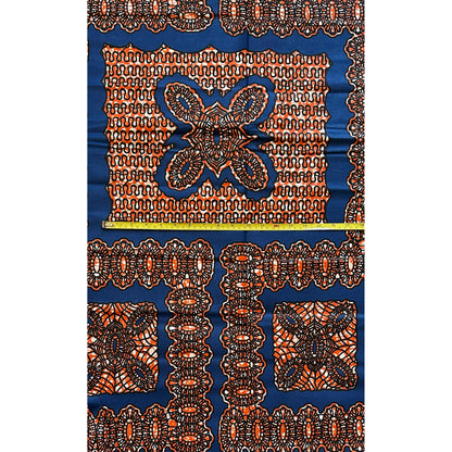 African Print Fabric/ Ankara - Blue, Brown 'Deen & King' Design, YARD or WHOLESALE