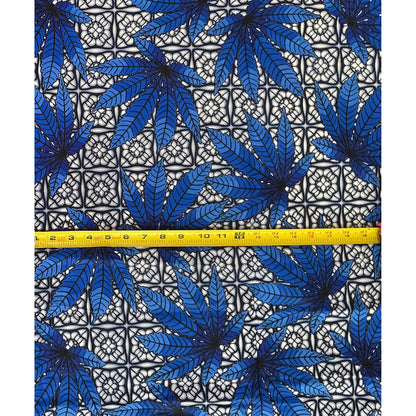 African Print Fabric/ Ankara - Blue, White 'Puff Peace' Design, YARD or WHOLESALE