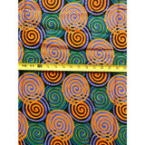 African Print Fabric/ Ankara - Teal, Orange, Periwinkle, Black, Shimmery Gold Glitter 'Wangrin’ , YARD or WHOLESALE
